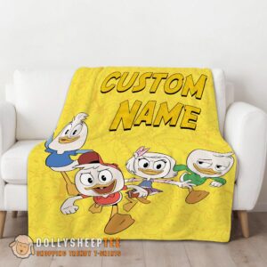 Alternative view of Perfect Disney Ducktales Huey Dewey Louie Webby Yellow Cartoon Collage Blanket Fleece Customized Blanket