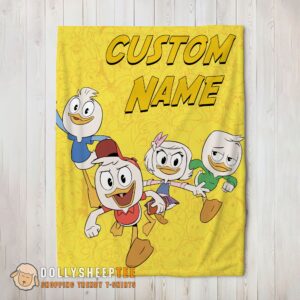 Perfect Disney Ducktales Huey Dewey Louie Webby Yellow Cartoon Collage Blanket Fleece Customized Blanket