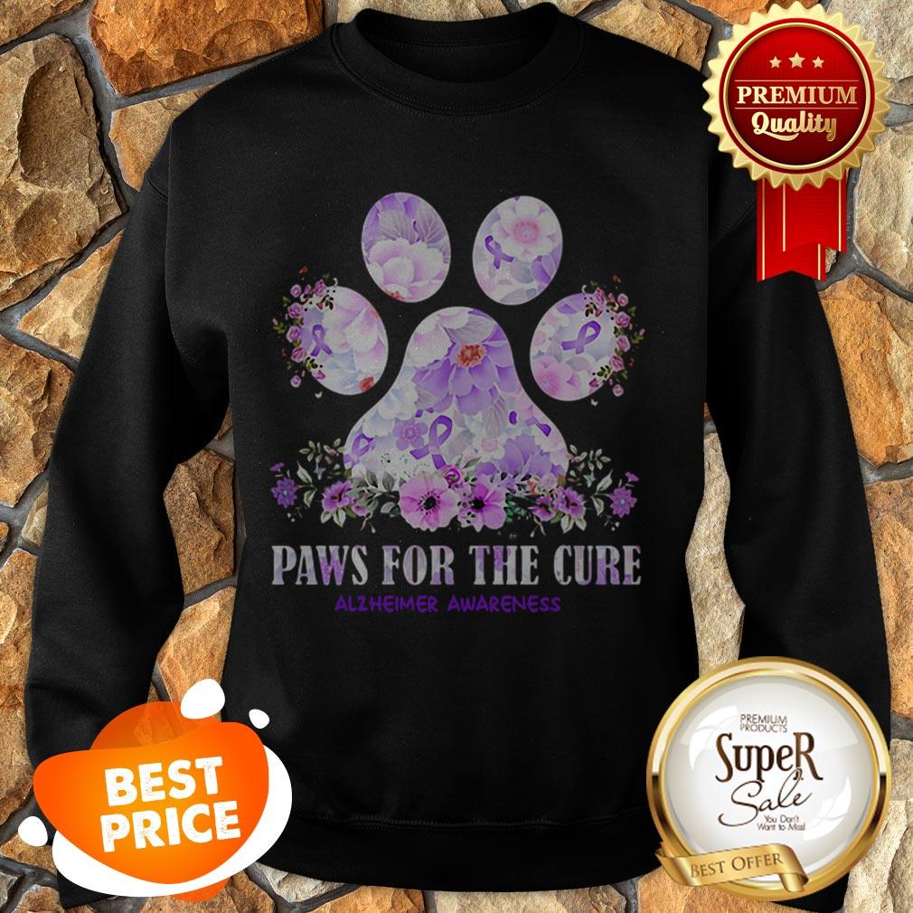 Nice Flower Paws For The Cure Alzheimer Awareness Shirt - Image 4