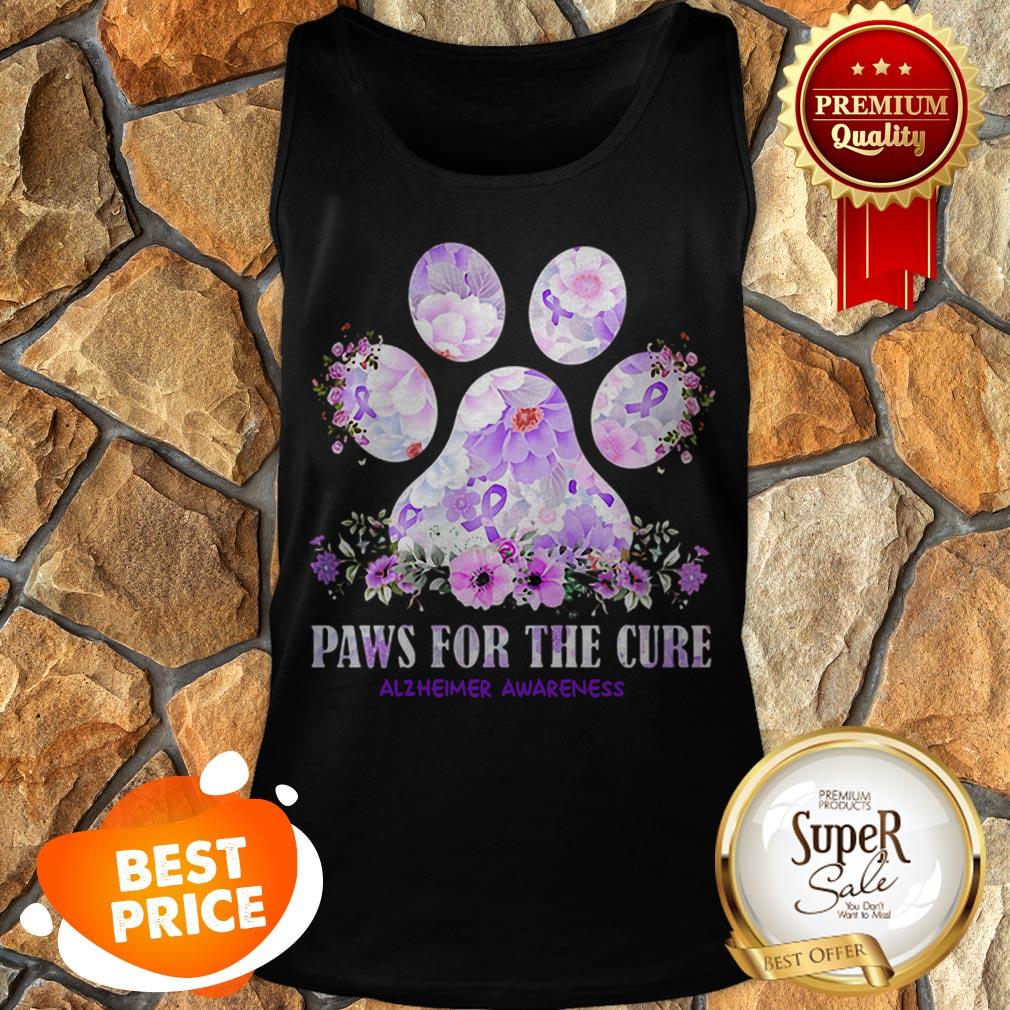 Nice Flower Paws For The Cure Alzheimer Awareness Shirt - Image 3