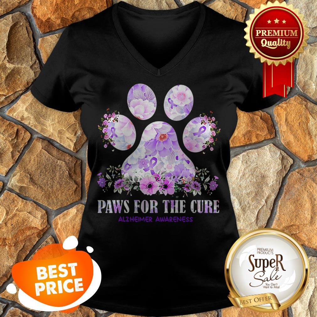 Nice Flower Paws For The Cure Alzheimer Awareness Shirt - Image 2