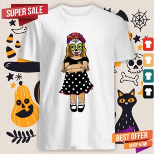 Sugar Skull Makeup Baby Cute Girl Day Of The Dead Muertos Shirt