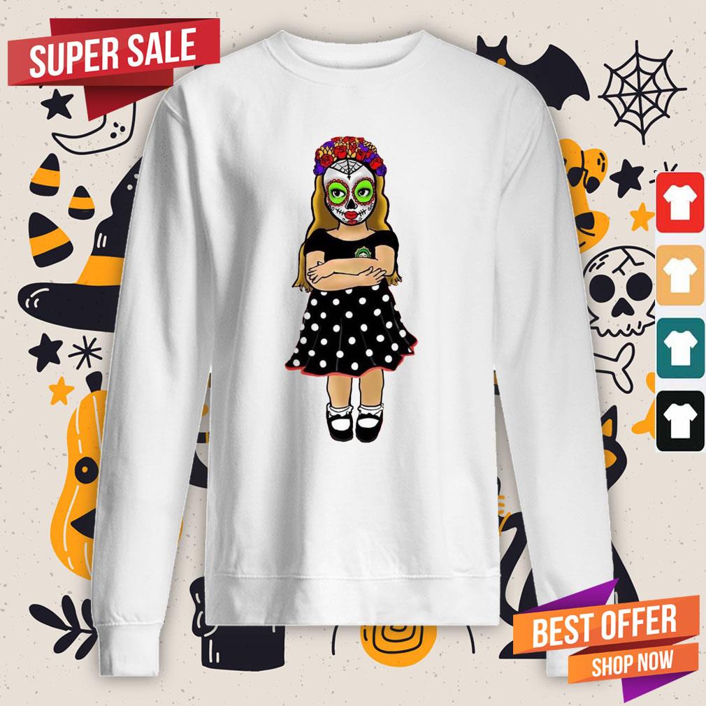 Sugar Skull Makeup Baby Cute Girl Day Of The Dead Muertos Shirt - Image 4