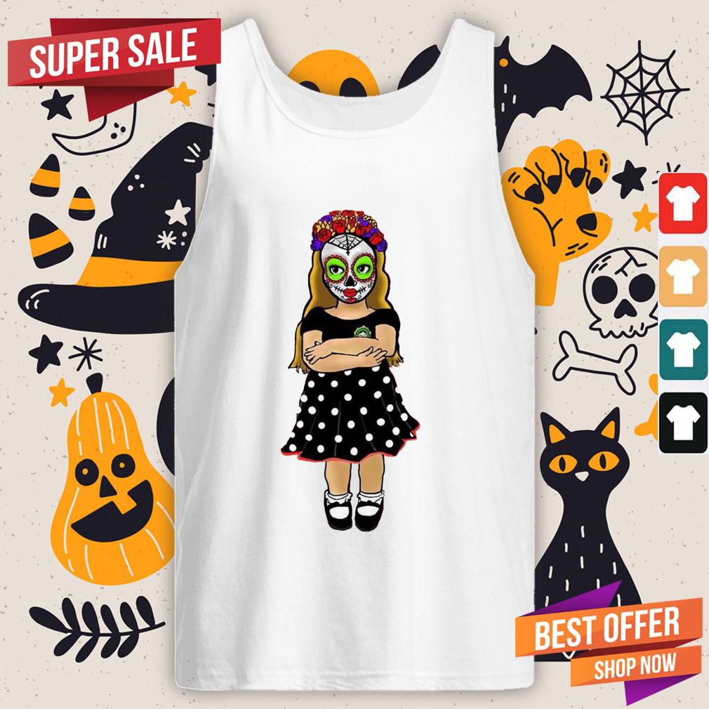 Sugar Skull Makeup Baby Cute Girl Day Of The Dead Muertos Shirt - Image 3