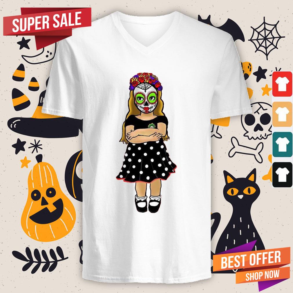 Sugar Skull Makeup Baby Cute Girl Day Of The Dead Muertos Shirt - Image 2
