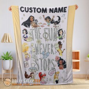 Perfect Cute Disney Princess The Fun Never Stops Blanket Fleece Customized Blanket