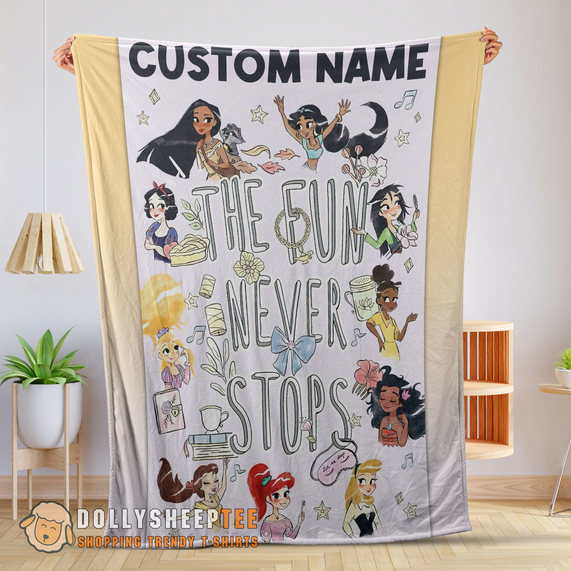 Perfect Cute Disney Princess The Fun Never Stops Blanket Fleece Customized Blanket