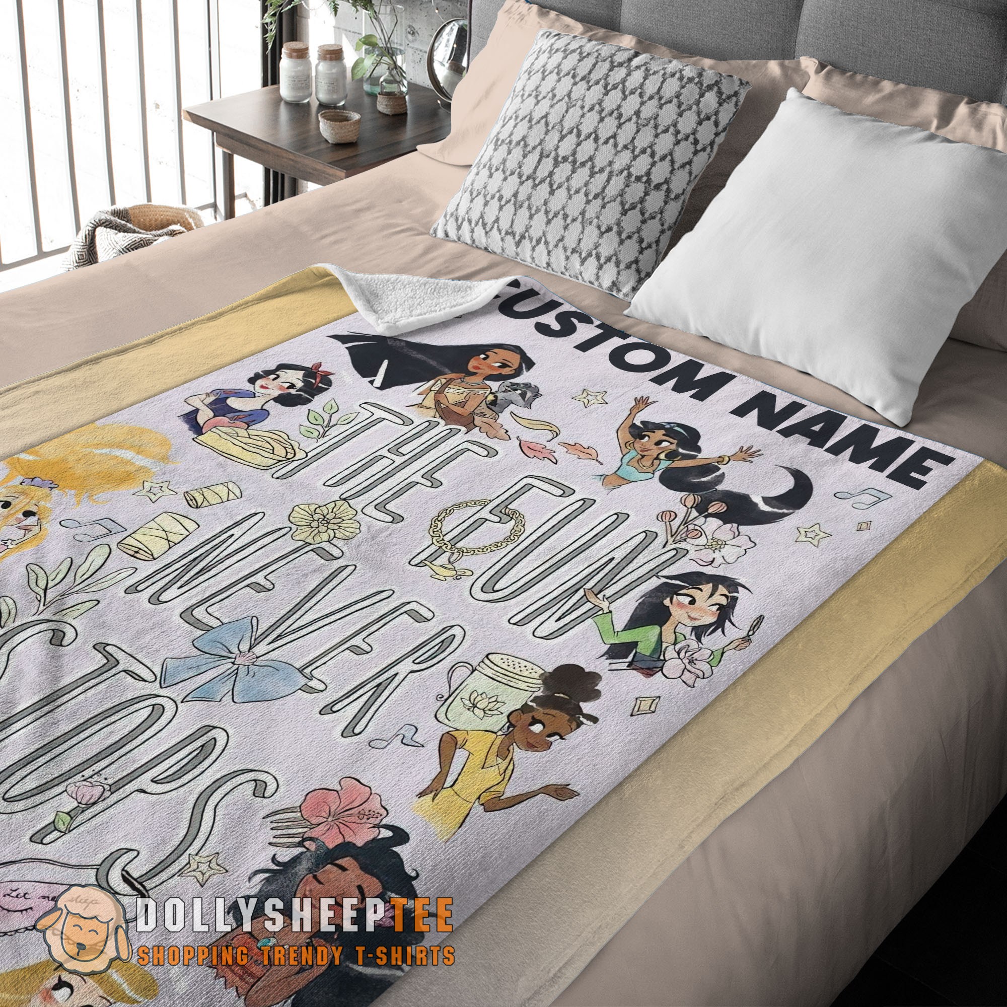 Perfect Cute Disney Princess The Fun Never Stops Blanket Fleece Customized Blanket - Image 3