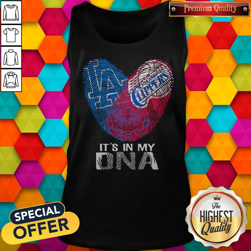 Los Angeles Clippers And Los Angeles Dodgers It’s In My DNA Heart Shirt - Image 4