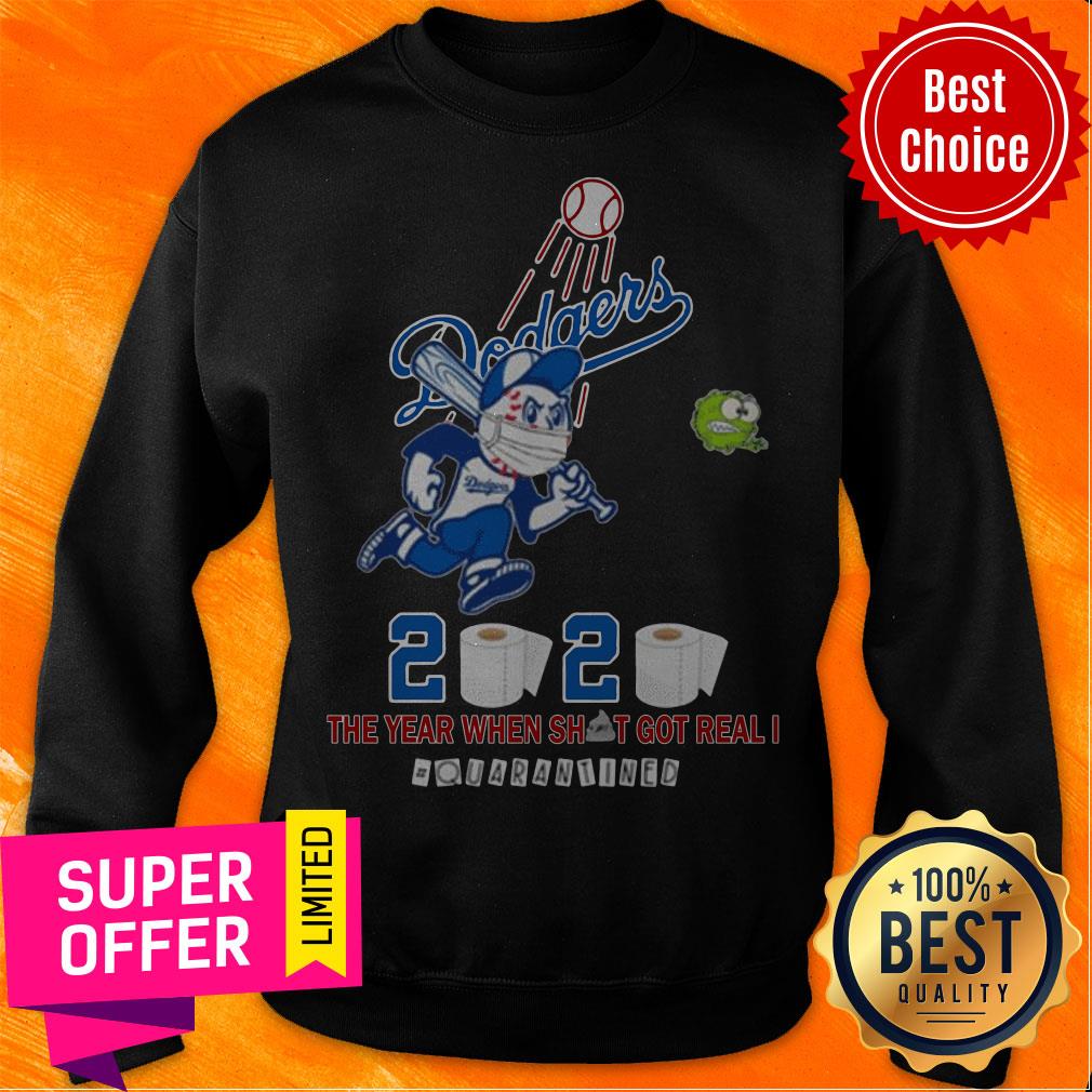 Los Angeles Dodgers 2020 The Year When Shit Got Real #quarantined Shirt - Image 4