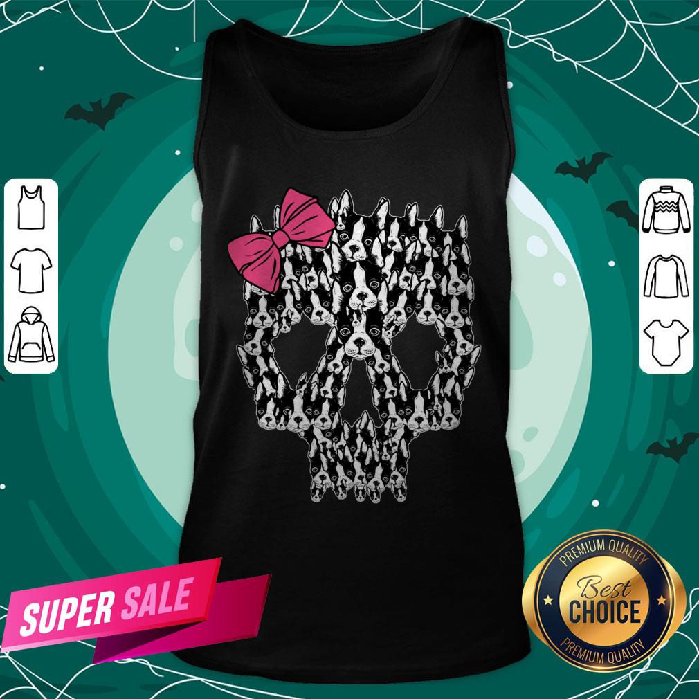 Boston Terrier Sugar Skull Day Of The Dead Muertos Shirt - Image 3
