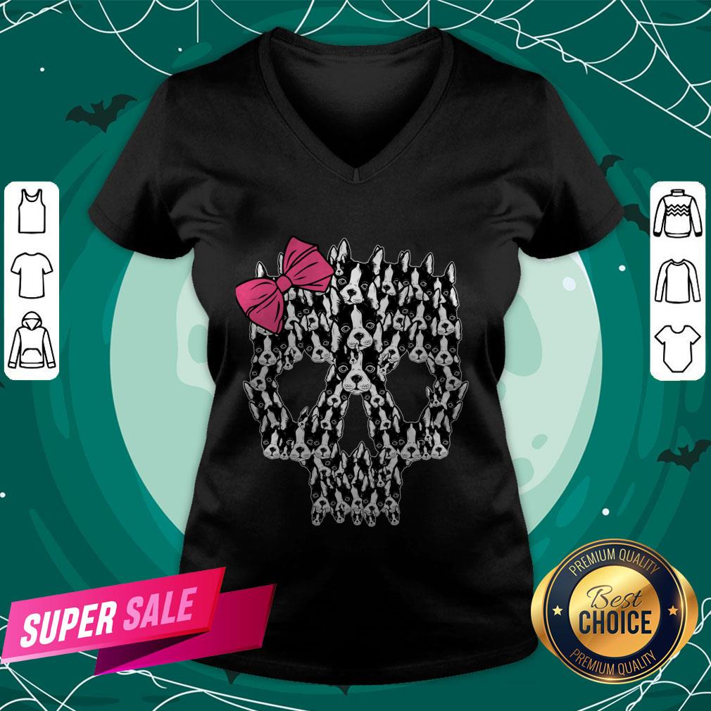 Boston Terrier Sugar Skull Day Of The Dead Muertos Shirt - Image 2