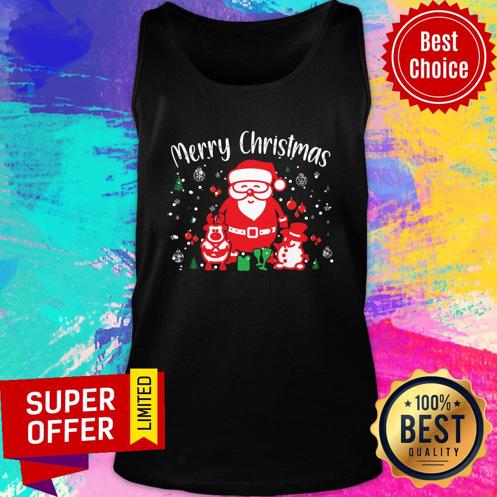 Santa Claus And Reindeer Snowman Merry Christmas Shirt - Image 4