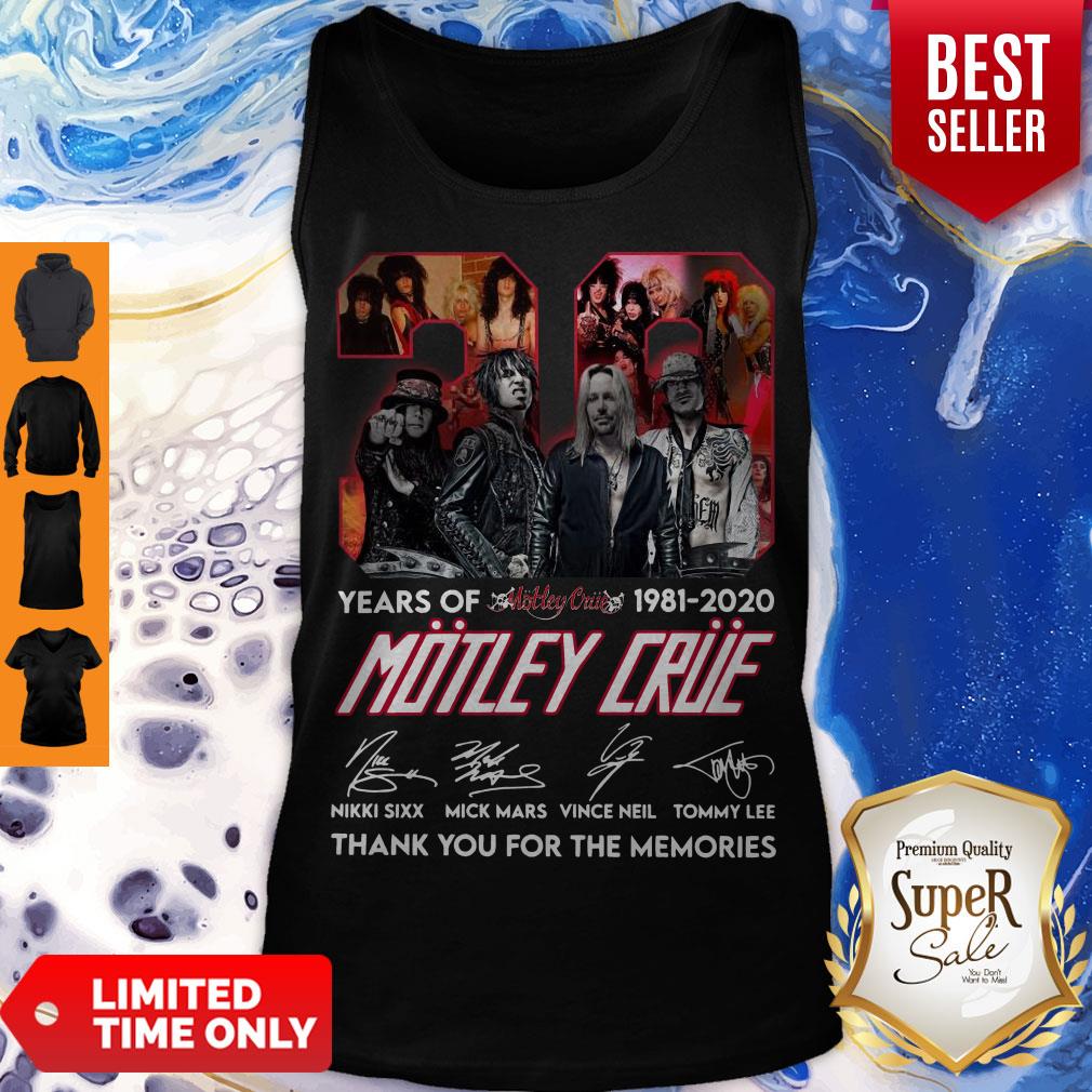 Hot 39 Year Of 1981 2020 Motley Crue Signature Thank You For The Memories Shirt - Image 4