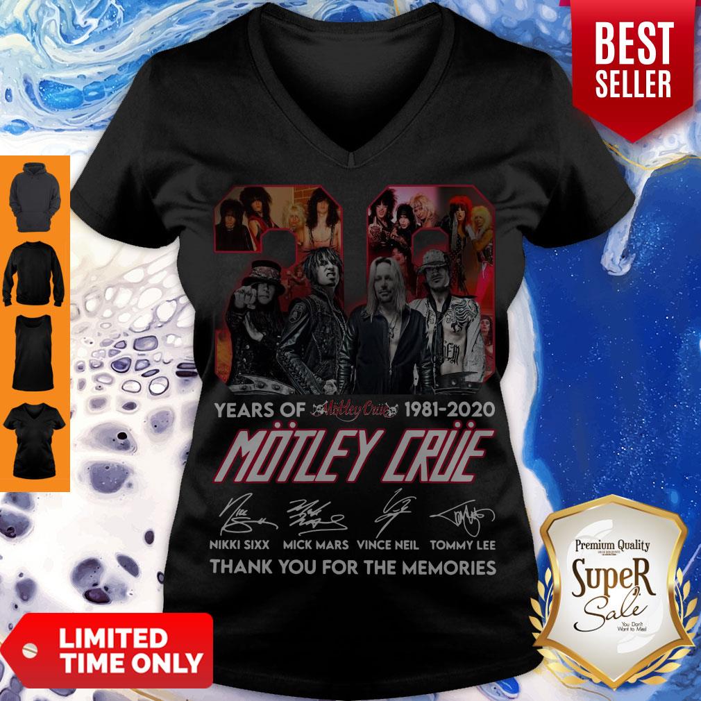 Hot 39 Year Of 1981 2020 Motley Crue Signature Thank You For The Memories Shirt - Image 5