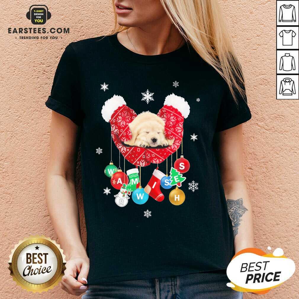 Hot Golden Retriever Warm Wishes Socks Christmas Shirt - Image 5