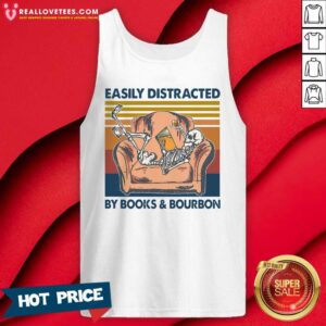 Alternative view of Vip Vintage Skeleton Easily Distracted By Book And Bourbon 2021 Shirt