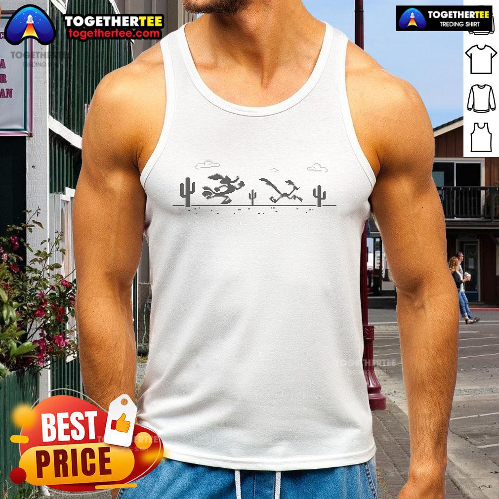 Top Offline Persecution Wile E. Coyote And The Road Runner Dino Game T-Shirt - Image 4