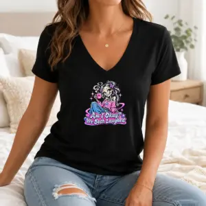 Alternative view of Good Original Am I Okay We Both Laughed Skeleton Girl Halloween Shirt
