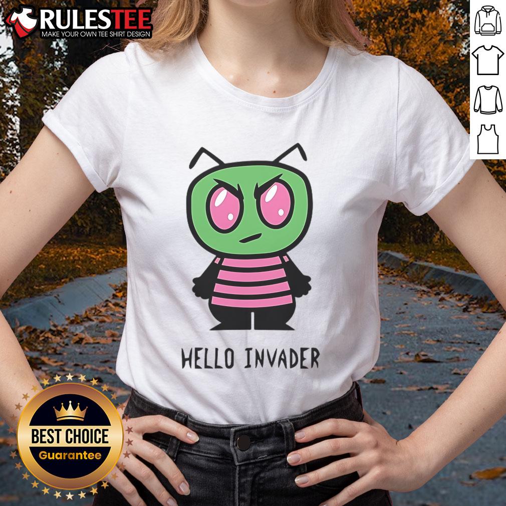 Cute Hello Invader Alien Parody Hello Kitty Invader Zim Mashup T-Shirt - Image 3