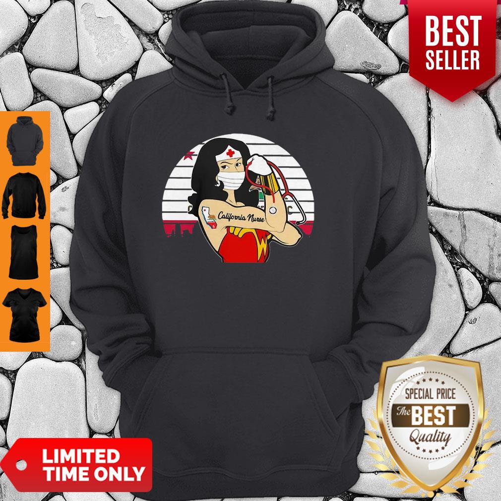 Wonderful Vintage Wonder Woman Tattoos California Nurse COVID-19 Shirt - Image 5