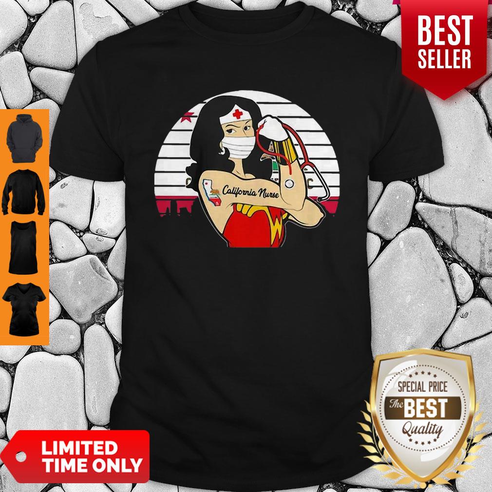 Wonderful Vintage Wonder Woman Tattoos California Nurse COVID-19 Shirt