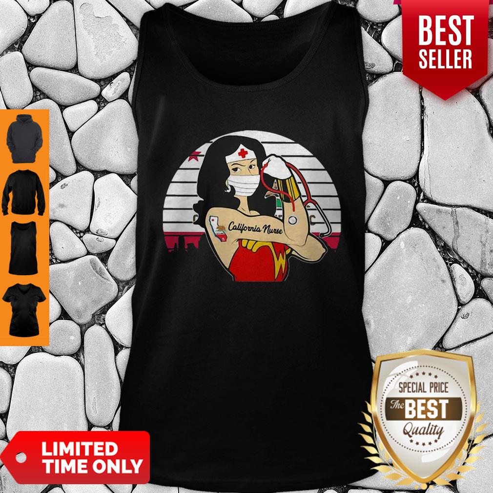 Wonderful Vintage Wonder Woman Tattoos California Nurse COVID-19 Shirt - Image 3