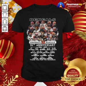 Nice Cincinnati Bengals 55th Anniversary 1966 2021 Thank You For The Memories Signatures Shirt