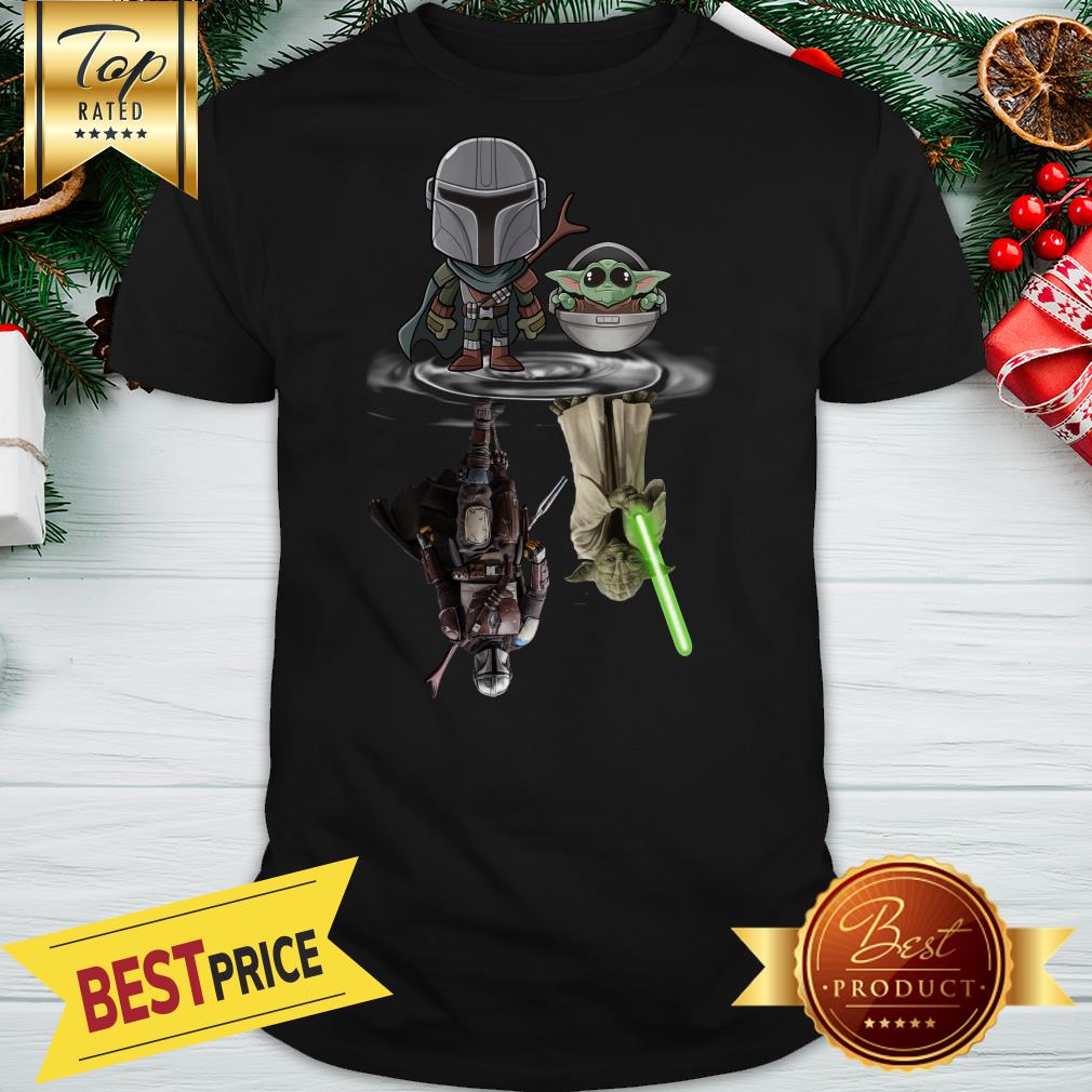 The Mandalorian Water Mirror Reflection Baby Yoda Boba Fett Shirt