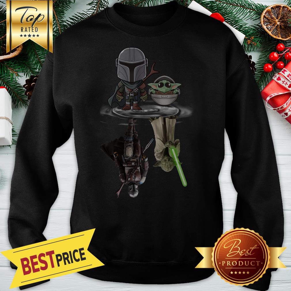 The Mandalorian Water Mirror Reflection Baby Yoda Boba Fett Shirt - Image 4