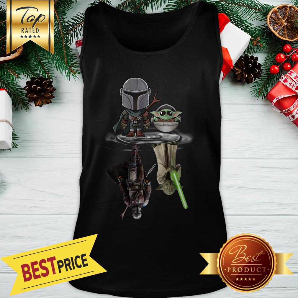 The Mandalorian Water Mirror Reflection Baby Yoda Boba Fett Shirt - Image 3
