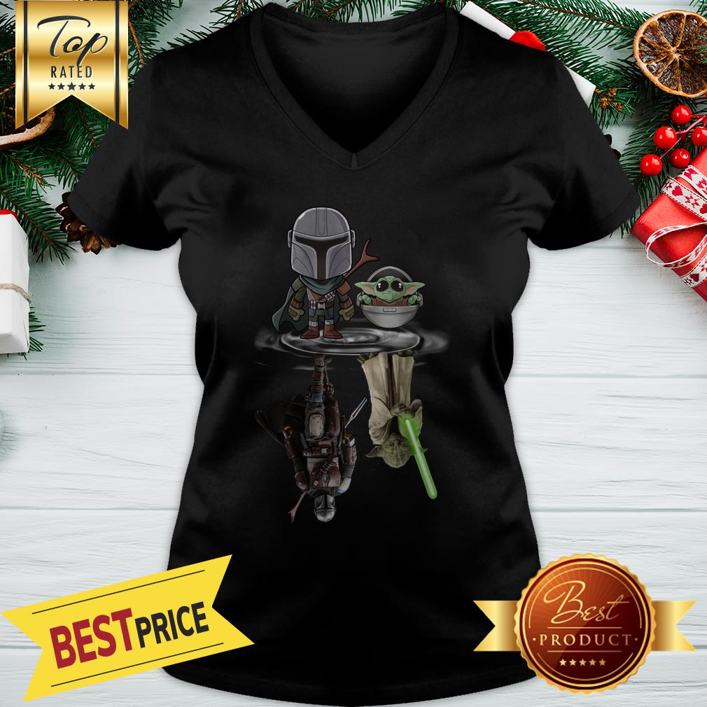 The Mandalorian Water Mirror Reflection Baby Yoda Boba Fett Shirt - Image 2