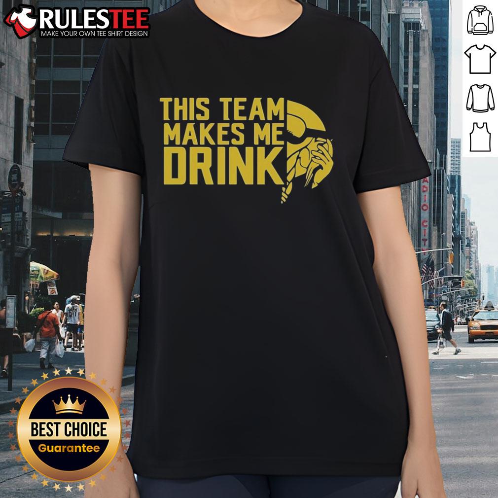 Funny This Team Makes Me Drink Minnesota Vikings Logo T-Shirt - Image 3