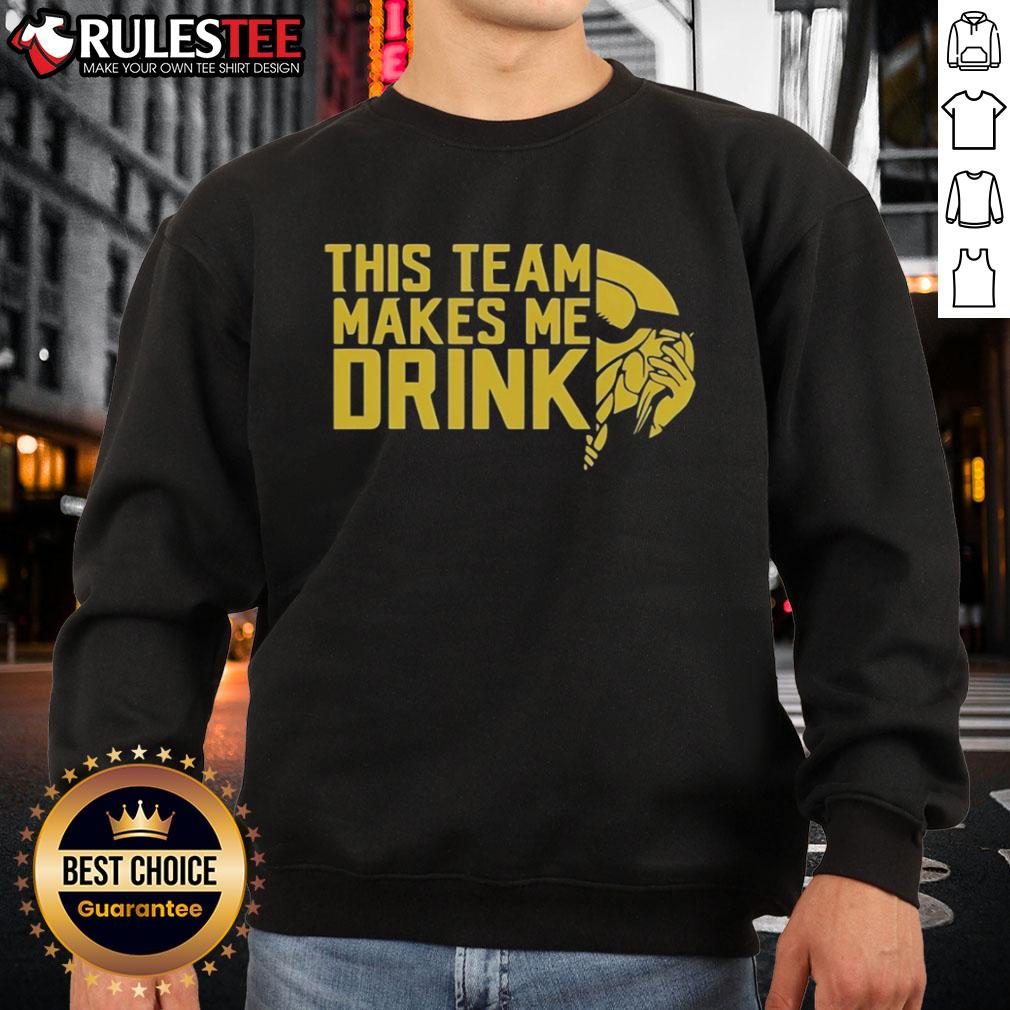 Funny This Team Makes Me Drink Minnesota Vikings Logo T-Shirt - Image 5