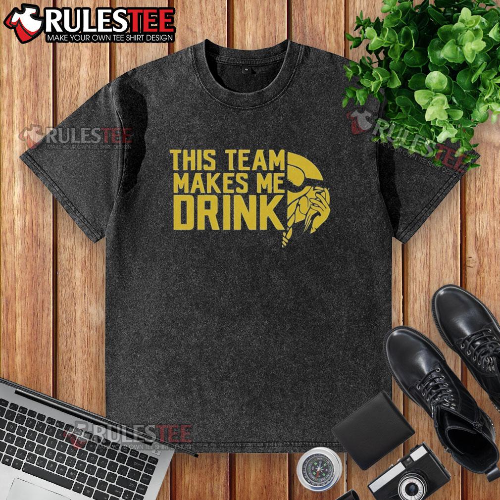 Funny This Team Makes Me Drink Minnesota Vikings Logo T-Shirt - Image 6