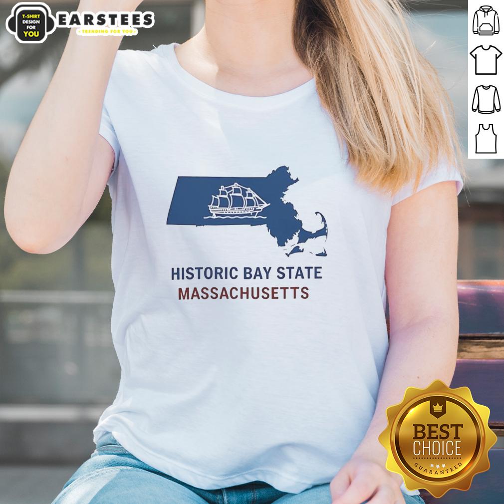 Nice Historic Bay State Massachusetts Map T-Shirt - Image 3