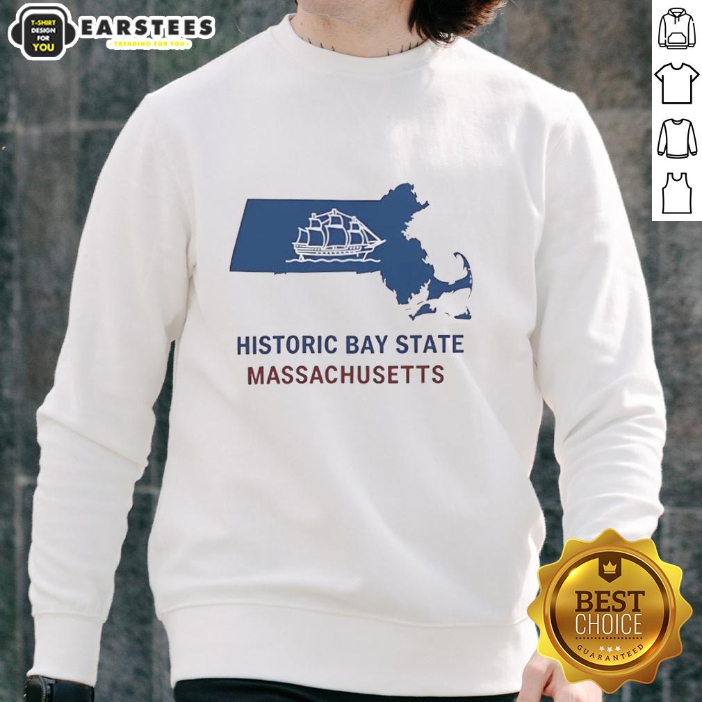 Nice Historic Bay State Massachusetts Map T-Shirt - Image 5