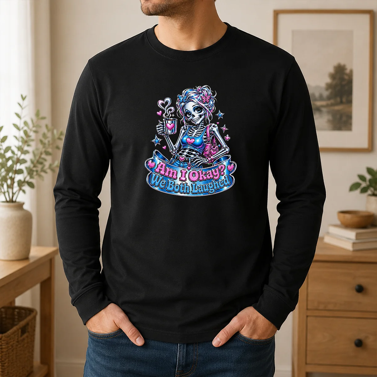 Hot Good Skeleton Girl Halloween Coffee Quote Shirt - Image 6