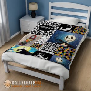 Alternative view of Happy Hot The Nightmare Before Christmas Jack Skellington Sally Zero Halloween Customized Blanket