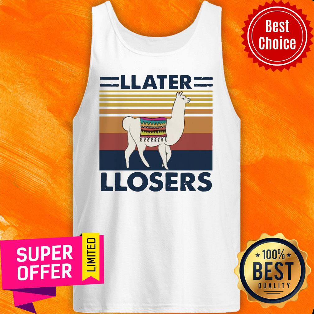 Funny Lama Later Losers Vintage Retro Shirt - Image 5