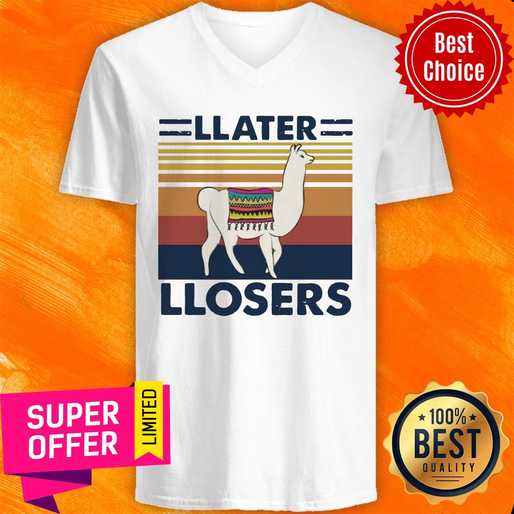 Funny Lama Later Losers Vintage Retro Shirt - Image 4