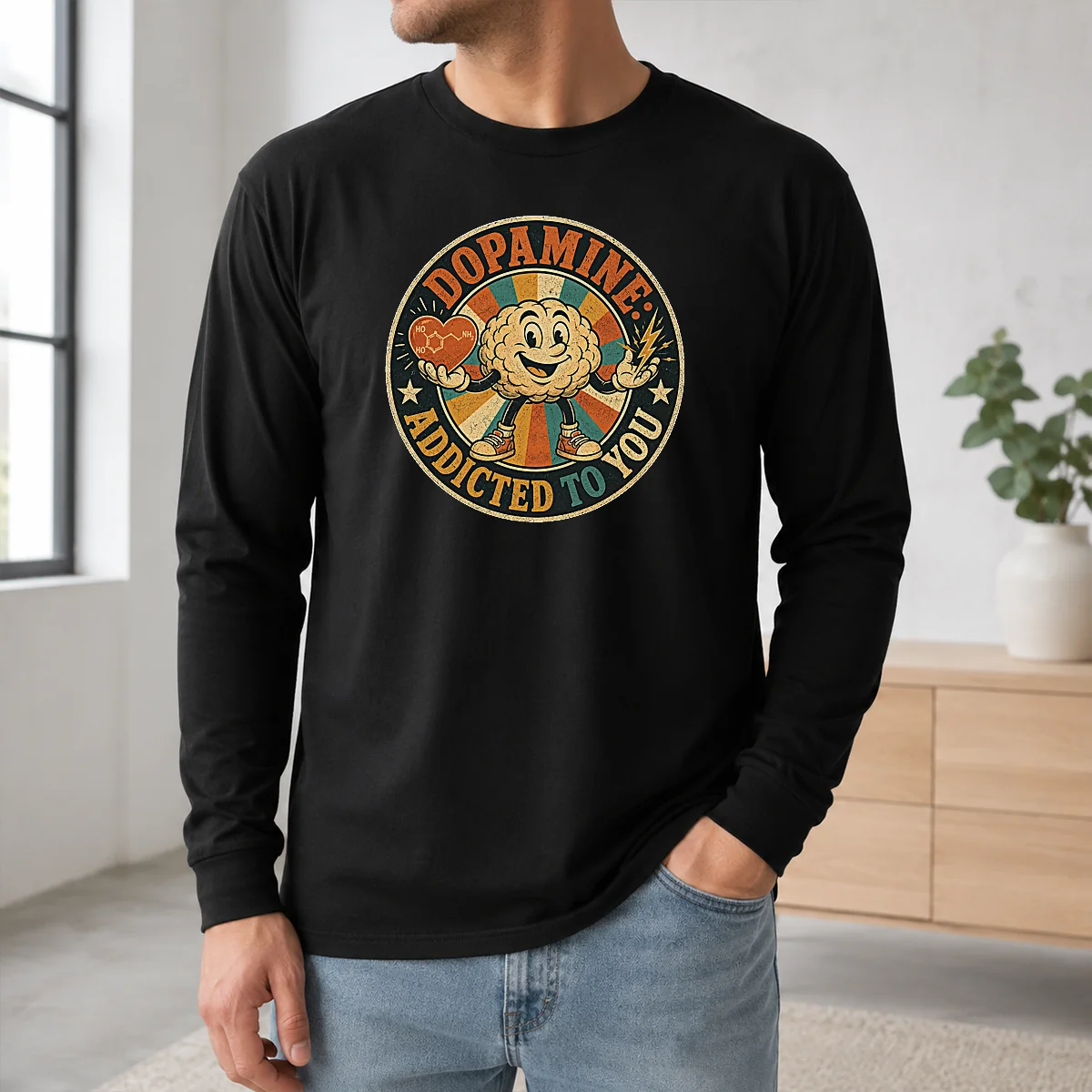 Hot Dopamine Addicted To You Vintage Badge Shirt - Image 5