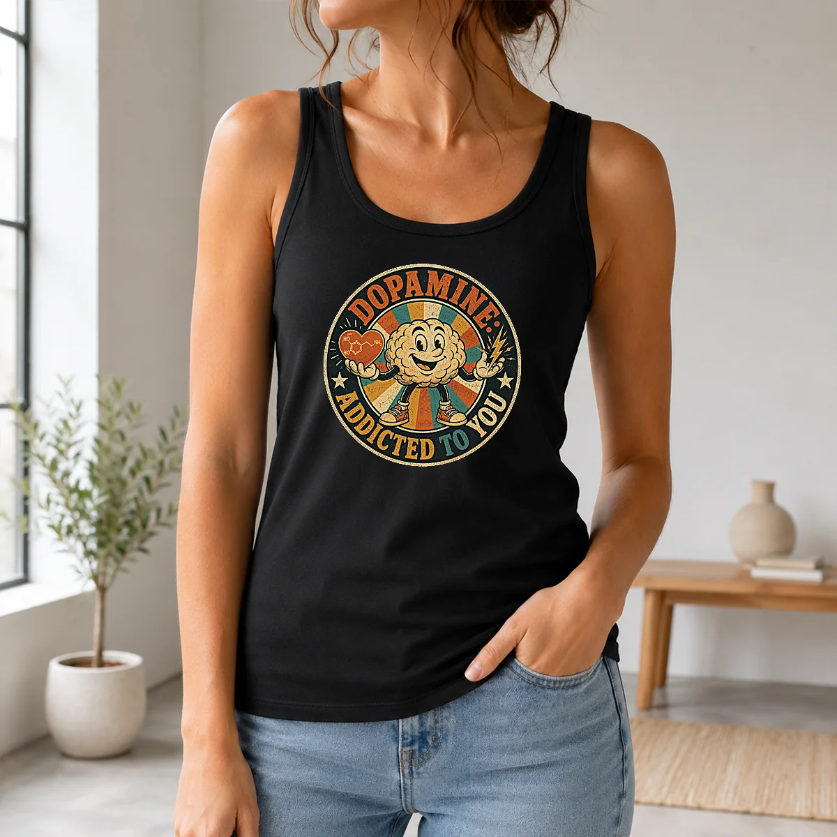 Hot Dopamine Addicted To You Vintage Badge Shirt - Image 3