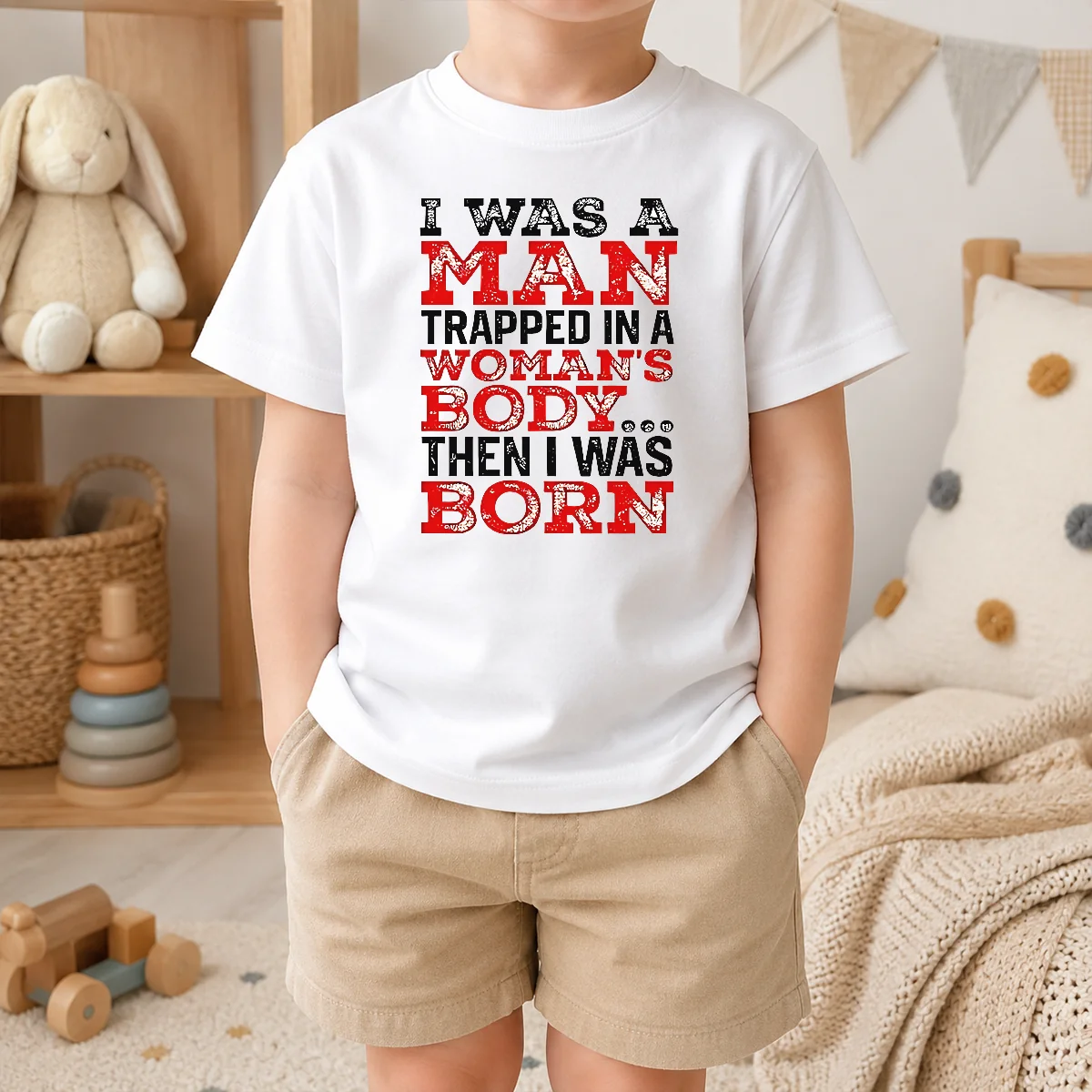 Nice Funny I Was A Man Trapped In A Woman's Body Then I Was Born Shirt - Image 9