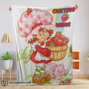 Cartoon Strawberry Shortcake Blanket Customize Premium Blanket