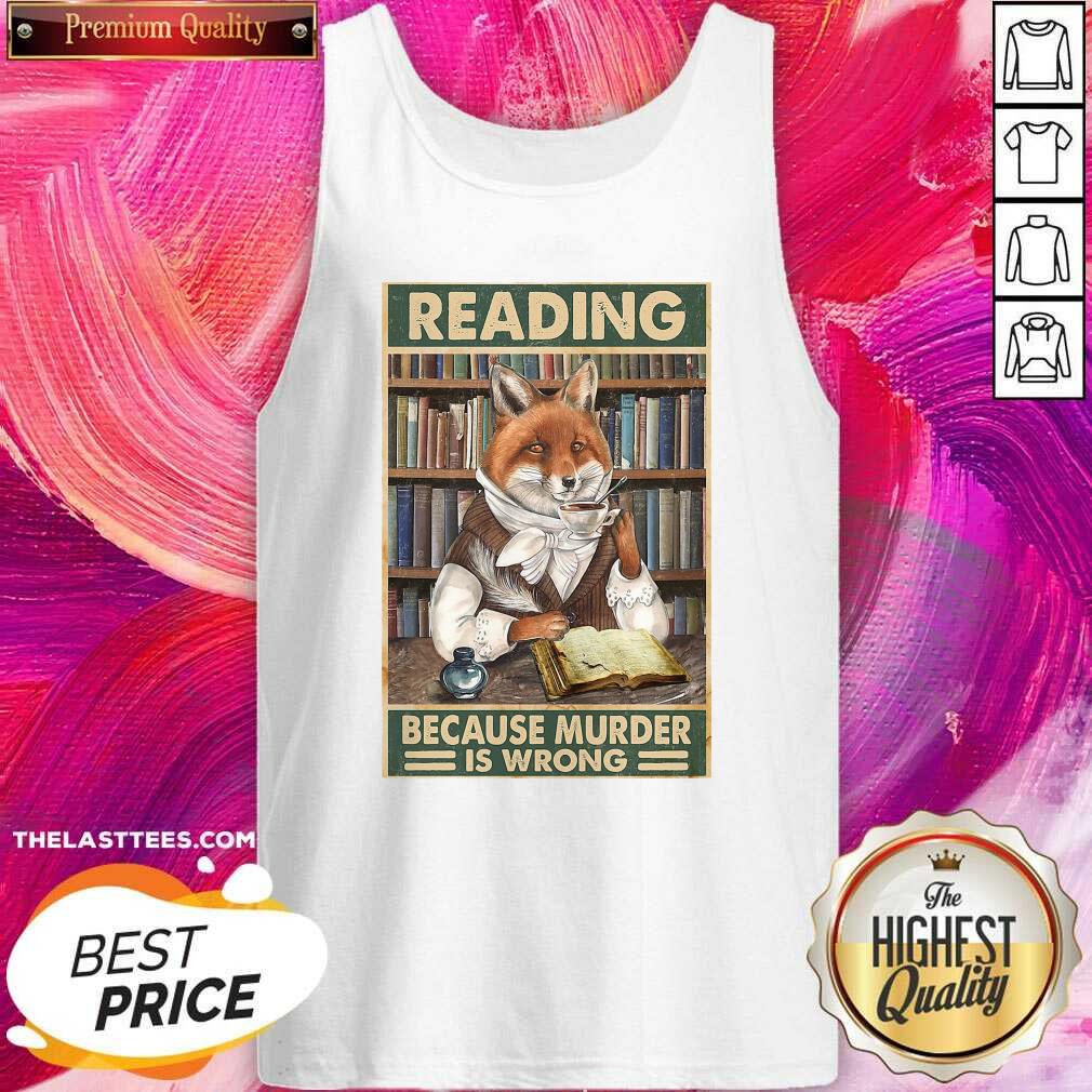 Pretty Cat Reading Because Murder Is Wrong Shirt - Image 3