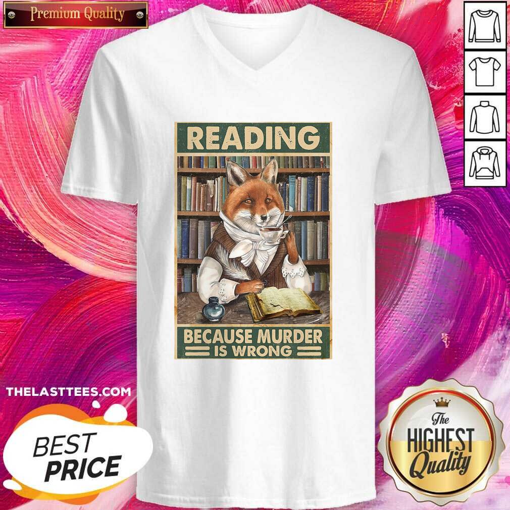 Pretty Cat Reading Because Murder Is Wrong Shirt - Image 2