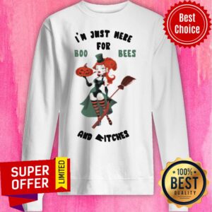 Alternative view of Premium I'm Just Here For Boo Bees And Witches Pumpkin Halloween Shirt