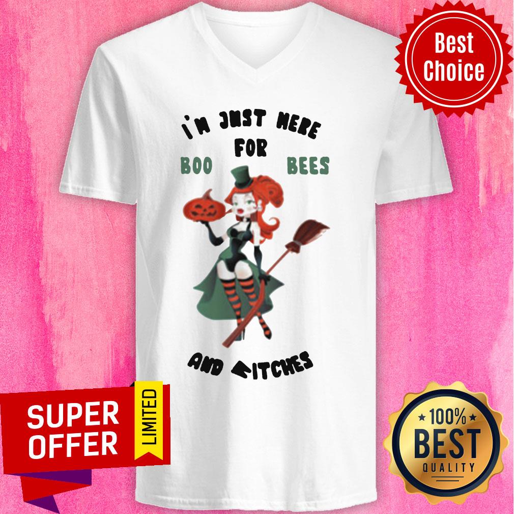Premium I'm Just Here For Boo Bees And Witches Pumpkin Halloween Shirt - Image 4
