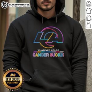 Alternative view of Good Los Angeles Rams Football Whatever Color Cancer Sucks Logo Colors T-Shirt